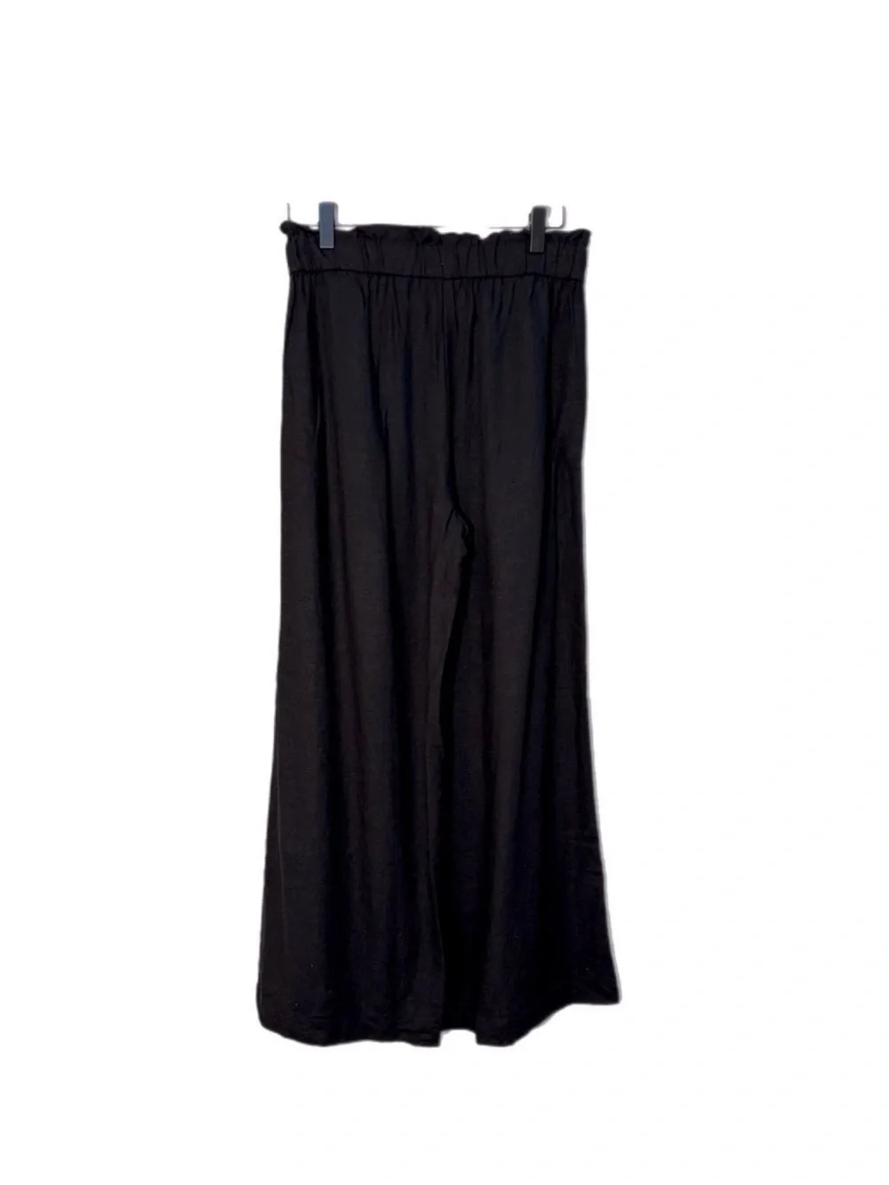 LOFT Linen Blend Black Wide-Leg Pull-On Palazzo Pants
